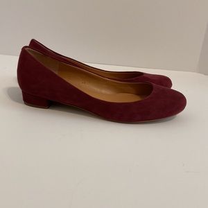 J. Crew Suede/ Leather Janey Flats Round Toe in Burgundy